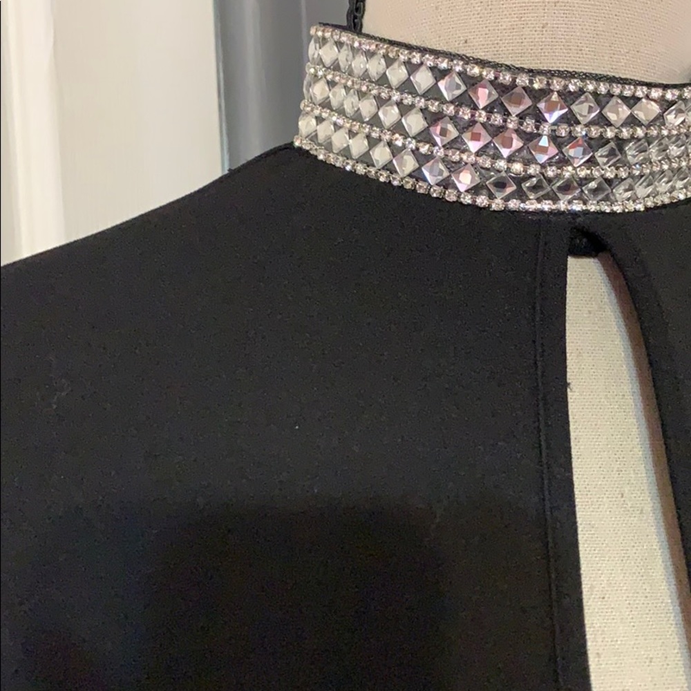 ❌DONATED❌Black Rhinestone Mock Neck Peep Hole Long Sleeve Dress - Picture 8 of 11